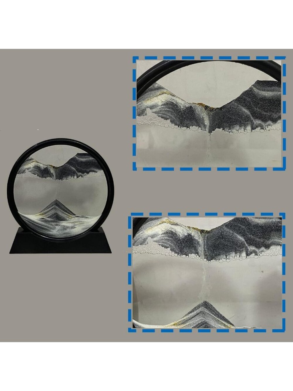 3D Deep Sea Liquid Motion Sand Art Picture - Moving Sand Decor, 7" Black - Picture 2 of 6
